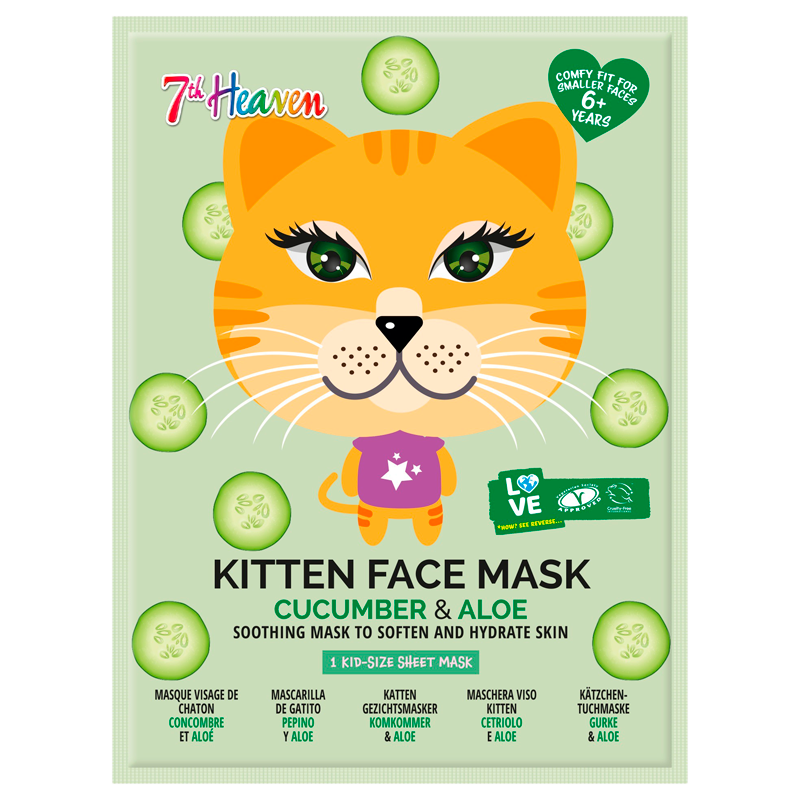 Billede af 7th Heaven Kitten Face Sheet Mask For Kids (1 stk)