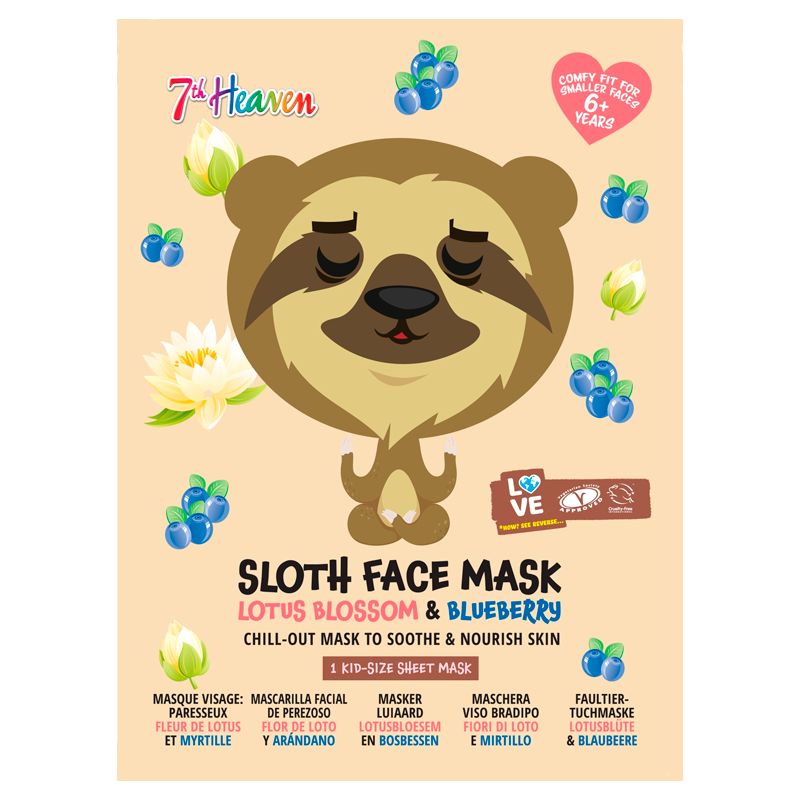 Billede af 7th Heaven Sloth Face Sheet Mask For Kids (1 stk)