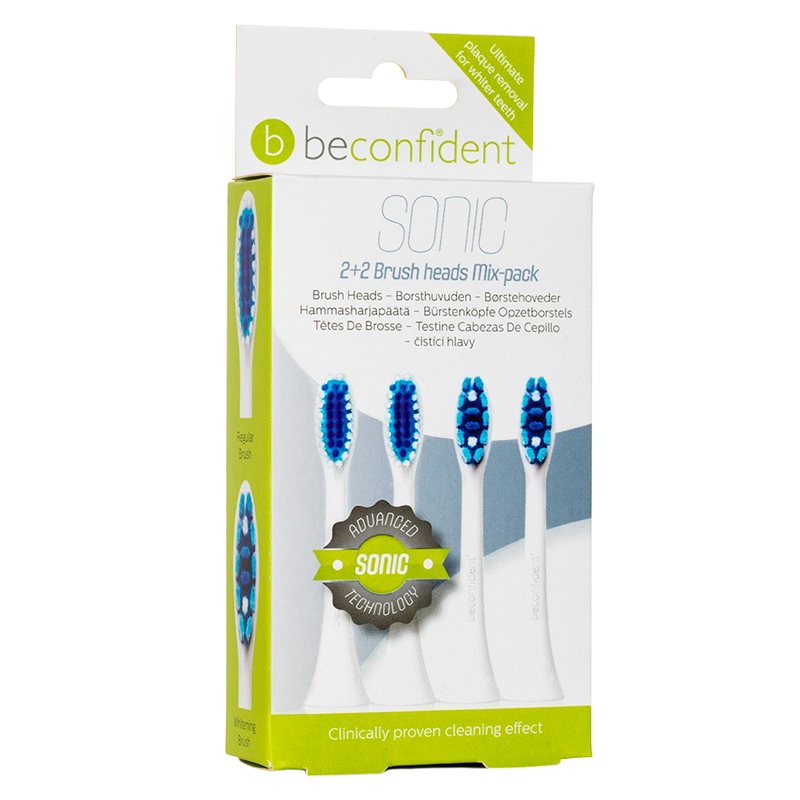 Billede af Beconfident Sonic Toothbrush Heads Mix Pack White (2 x 2 stk)