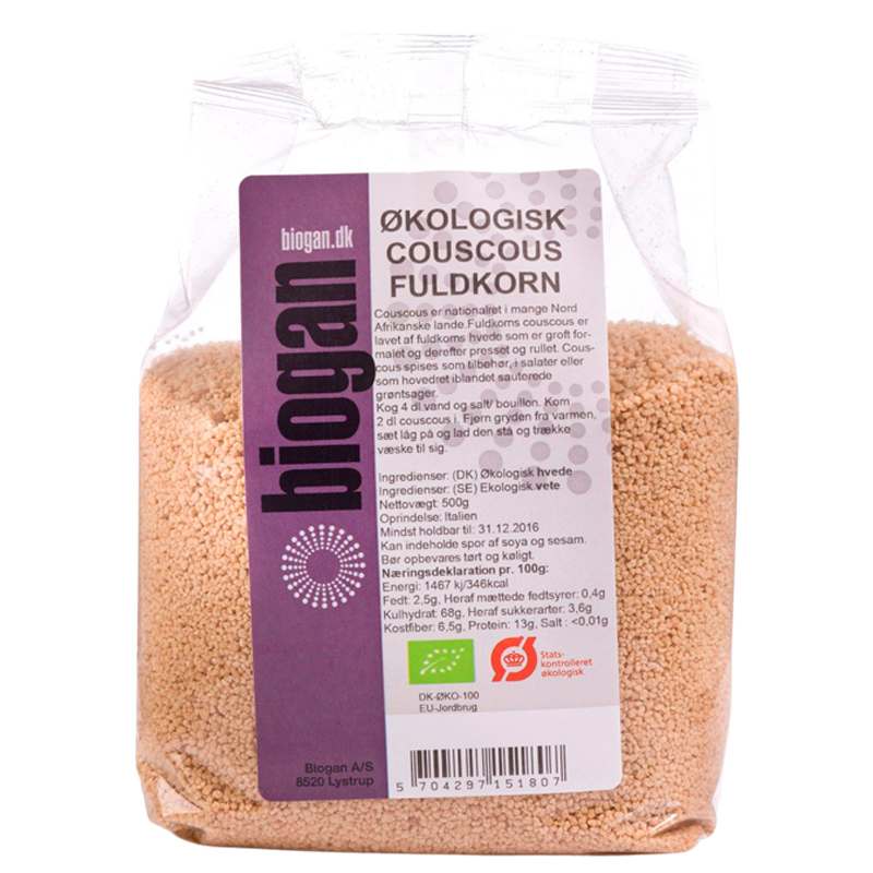 Se Biogan Couscous Fuldkorn Ø (500 g) hos Well.dk