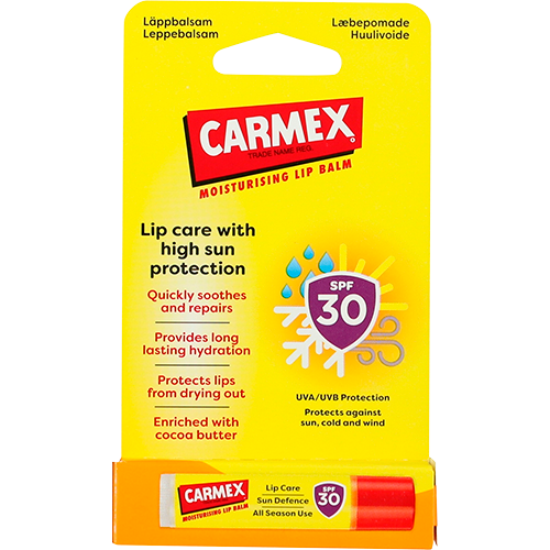 Se Carmex Stick Læbepomade SPF30 (4,25 g) hos Well.dk
