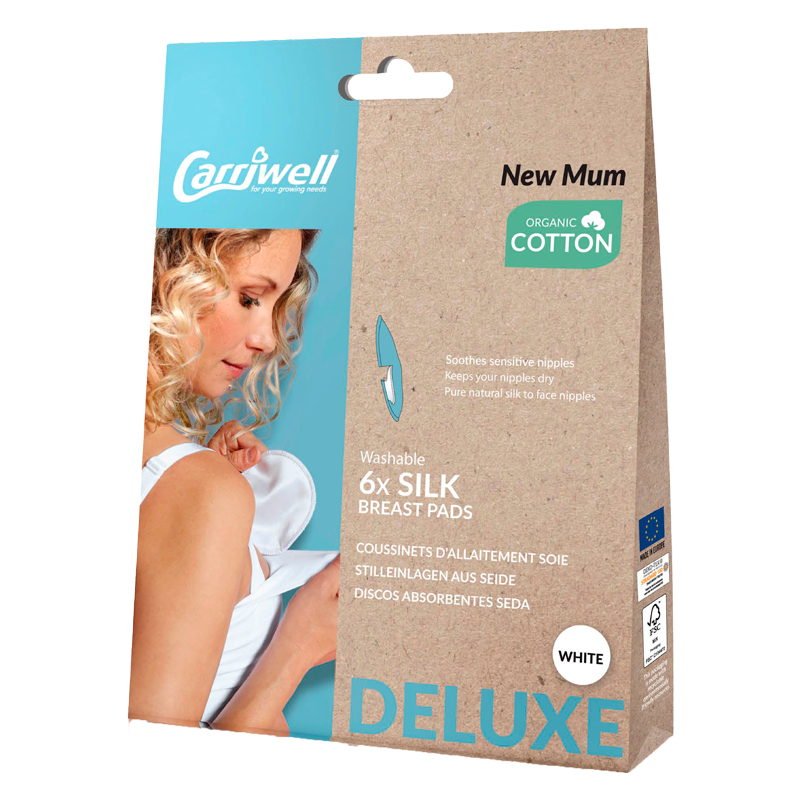 Se Carriwell Silk Breast Pads White (6 stk) hos Well.dk