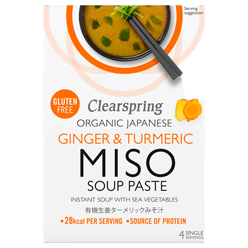 Se Instant Miso Soup Ingefær & Gurkemeje Økologisk - 60 gram - Clearspring - Mindst holdbar til : 29-09-2024 hos Well.dk