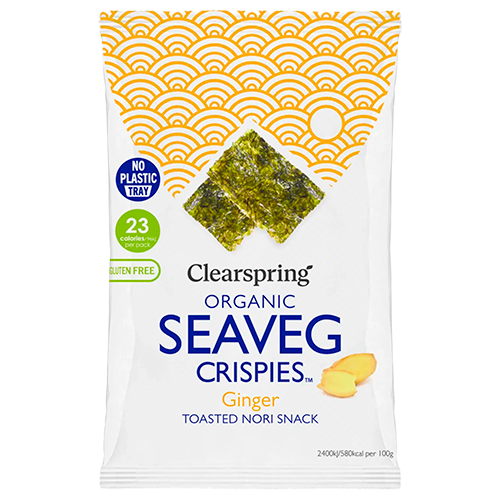 Se Clearspring Seaveg Crispies Ingefær Tang Chips Ø (4 g) hos Well.dk