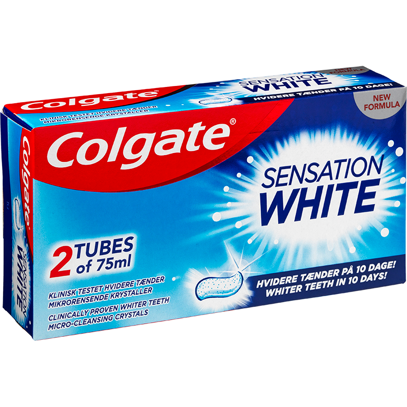 Se Colgate Sensation White Tandpasta (2 x 75 ml) hos Well.dk