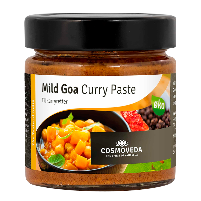 Se Cosmoveda Mild Goa Curry Paste Ø (175 gr) hos Well.dk