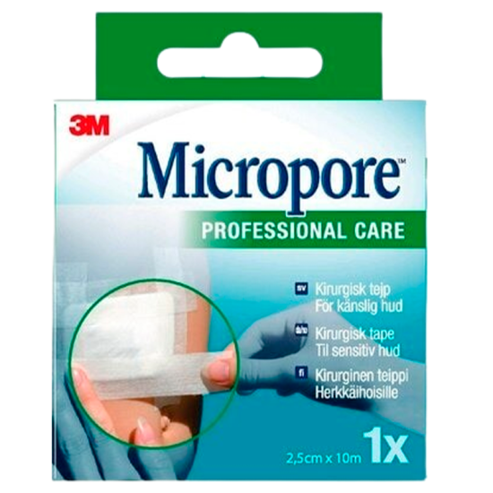 3M Micropore Kirurgisk Tape 2,5 cm x 10 m (1 stk)