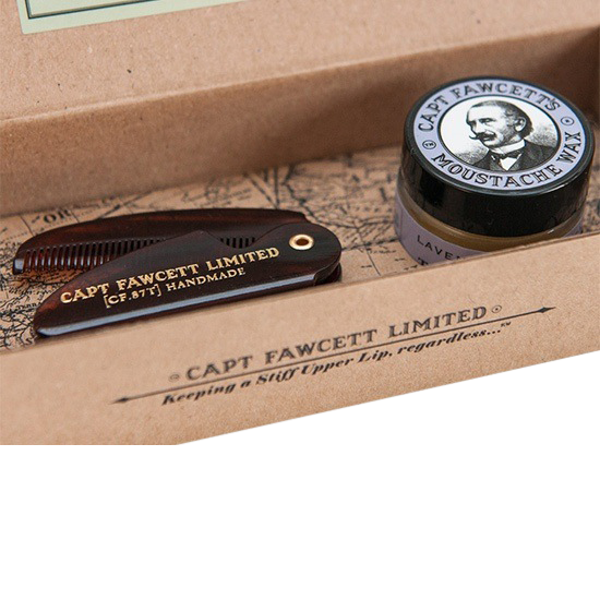 captain fawcett limited moustache wax & folding pocket comb set