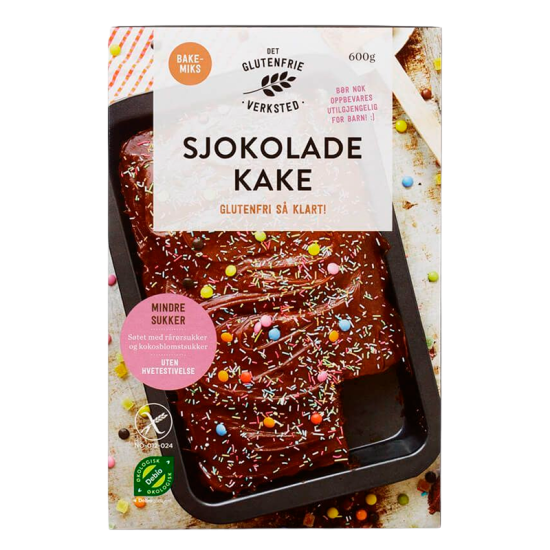 Det Glutenfrie Verksted Chokoladekage Miks Glutenfri Ø (600 g)