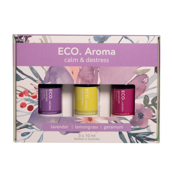 ECO. Aroma Calm & Destress Aroma Trio - Lavender, Geranium, Lemongrass (3x10 ml)