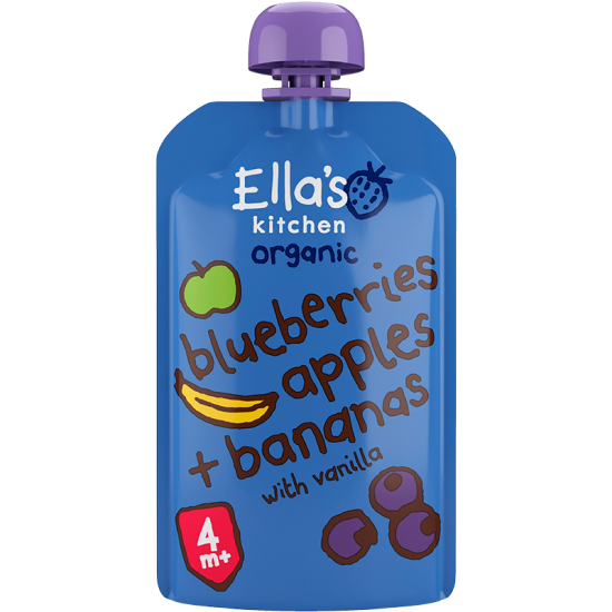 Ellas Kitchen Babymos Blåbær, Æble, Banan, Vanilje 4 Mdr (120 g)