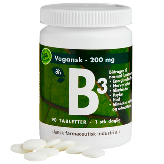 Grønne Vitaminer B3-vitamin 200 mg 90 tabletter