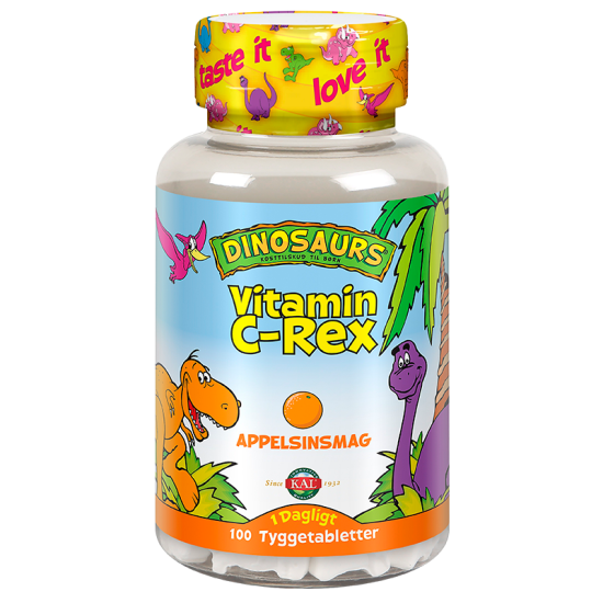 Kal DinoSaurs vitamin C-Rex med appelsinsmag (100 tyggetab)