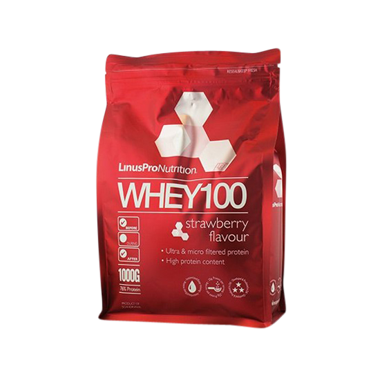 linuspro nutrition whey100 strawberry 1000 g.