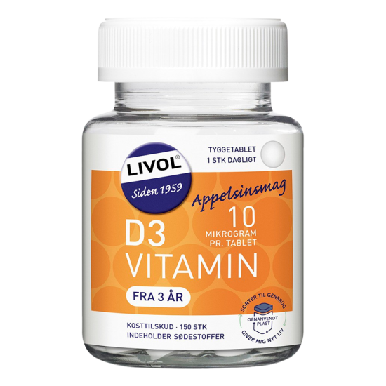 Livol D-vitamin 10µg tyggetabletter (150 tabletter)
