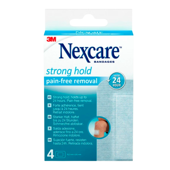 Nexcare Strong Hold Pain-Free Removal Plastre - 76.2 mm x 101 mm (4 stk)