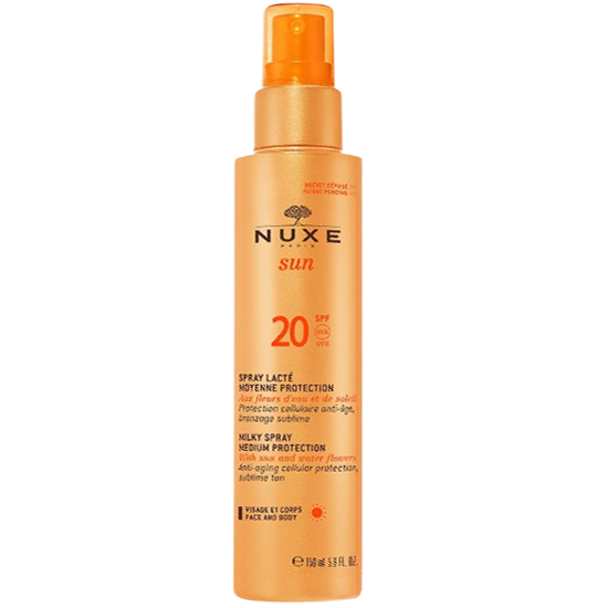 nuxe sun milky spray face and body spf20 150 ml.