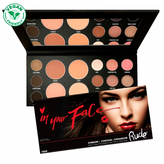 RUDE Cosmetics In Your Face 3-In-1 Palette Brows, Eyes, Face (1 stk)