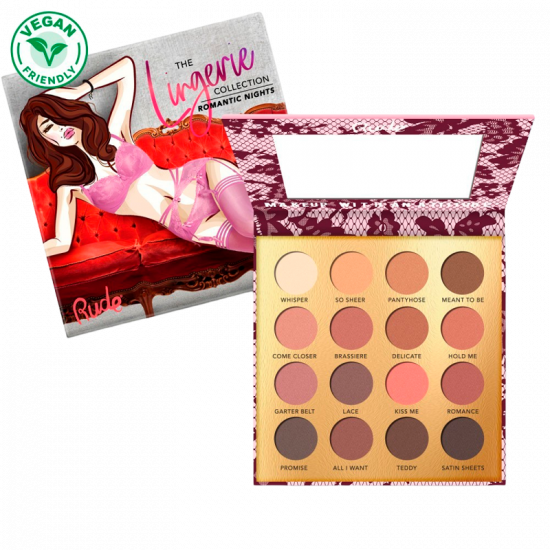 RUDE Cosmetics Lingerie Collection 16 Matte Eyeshadow Palette Romantic Night (1 stk)