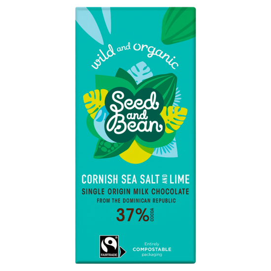 Seed & Bean Mælke Chokolade 37% Cornish Sea Salt & Lime Ø (85 g)