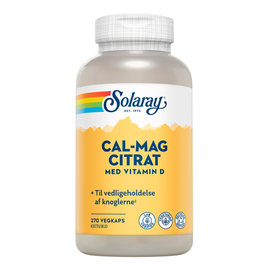 Solaray Cal-Mag Citrat med D-Vitamin (270 kapsler)