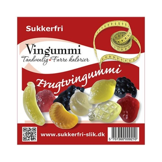 Sukkerfri Frugtvingummi (80 gr)