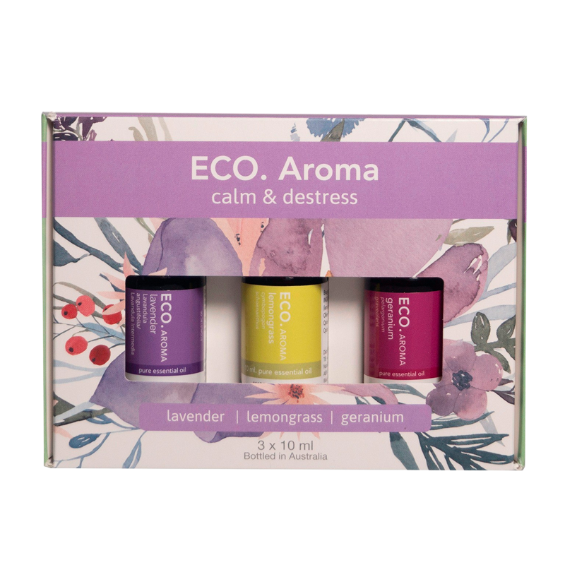 ECO. Aroma Calm & Destress Trio - Lavender, Geranium, Lemongrass (3x10 ml)