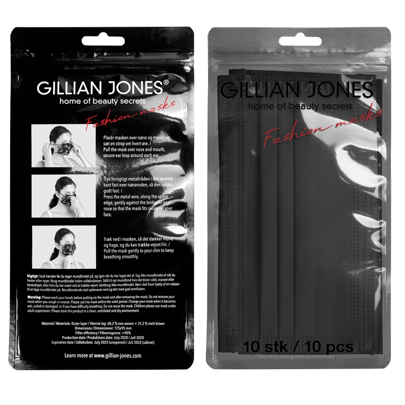 Gillian Jones Fashion Mundbind Sort 10 stk.