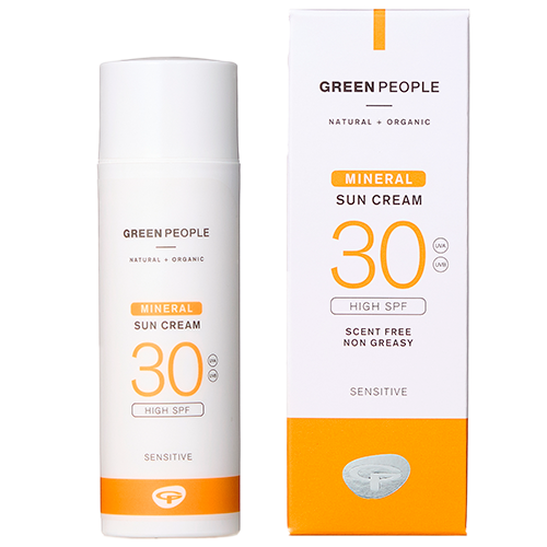 Se Green People Sun Cream Scent Free Mineral SPF30 Organic (50 g) hos Well.dk