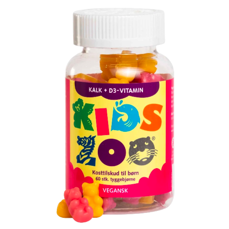 Se Kids Zoo Kalk + D-vitamin Tyggedyr 60 stk. hos Well.dk