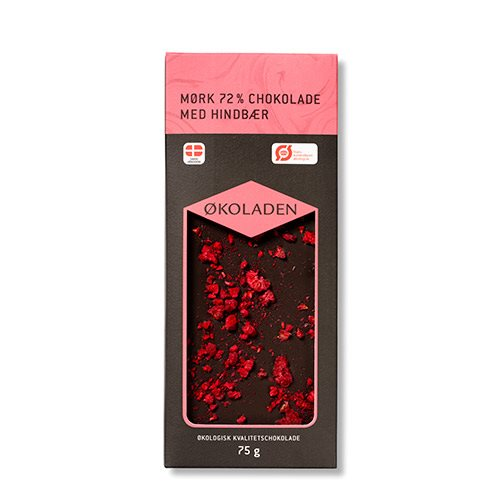 Billede af Økoladen Chokolade mørk hindbær 72% Ø (75 g) hos Well.dk