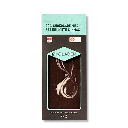 Billede af Økoladen Chokolade pebermynte/knas Ø 70% (75 g) hos Well.dk