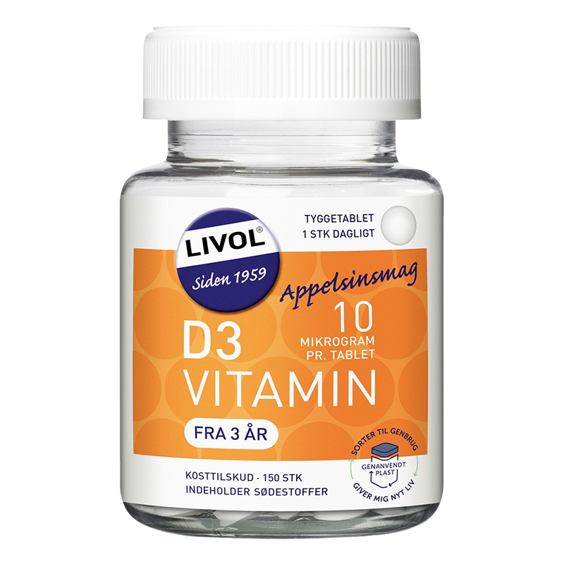 Se Livol D-vitamin 10µg tyggetabletter (150 tabletter) hos Well.dk