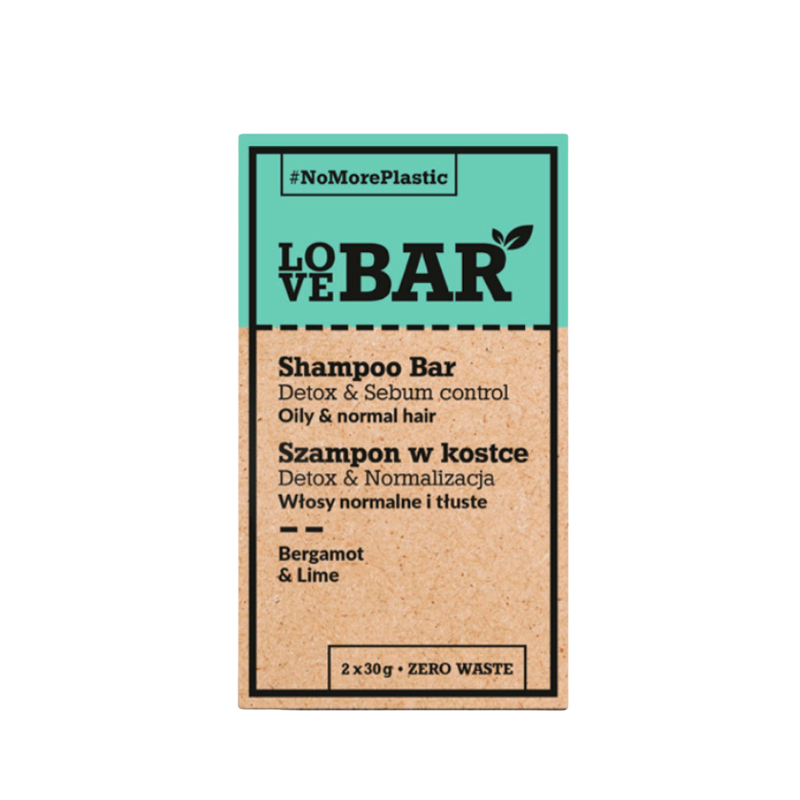 Billede af Love Bar Shampoo Bar Detox & Sebum Oily & Normal Hair Bergamot & Lime (2 x 30 g) hos Well.dk