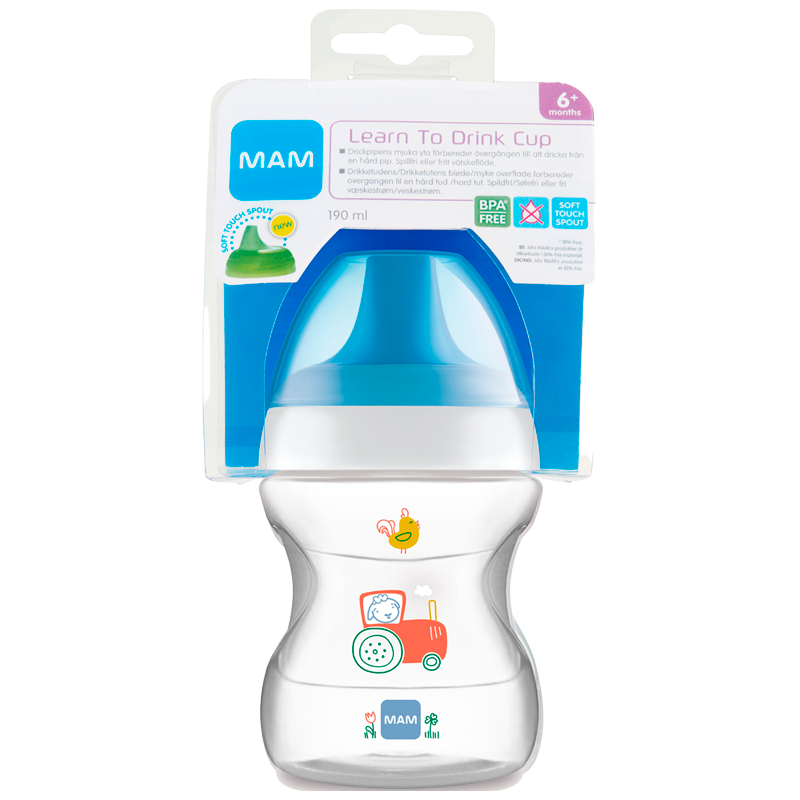 Se MAM Learn To Drink Cup Blue (190 ml) hos Well.dk