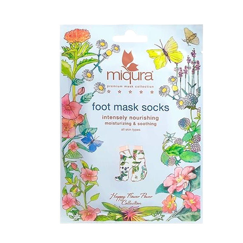 Se Miqura Flower Collection Foot Mask Socks (1 par) hos Well.dk
