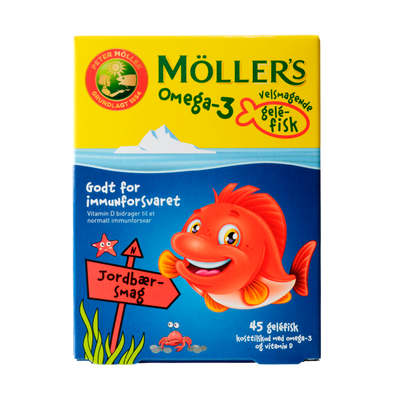 Møllers Omega-3 Fisk Jordbærsmag (45 stk)