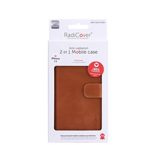 Mobilcover iPhone 11 brun antistråling premium læder