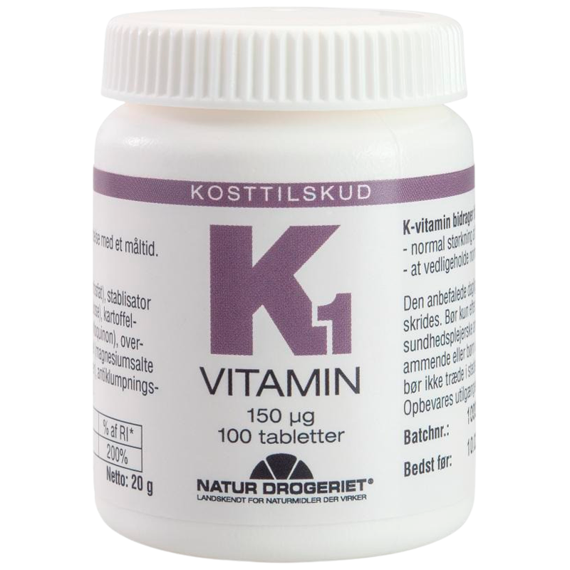Billede af Natur Drogeriet K1-vitamin 150 mcg (100 tabs) hos Well.dk