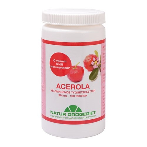 Se Acerola naturel C-vitamin tabletter, 90 mg., 100 stk. hos Well.dk