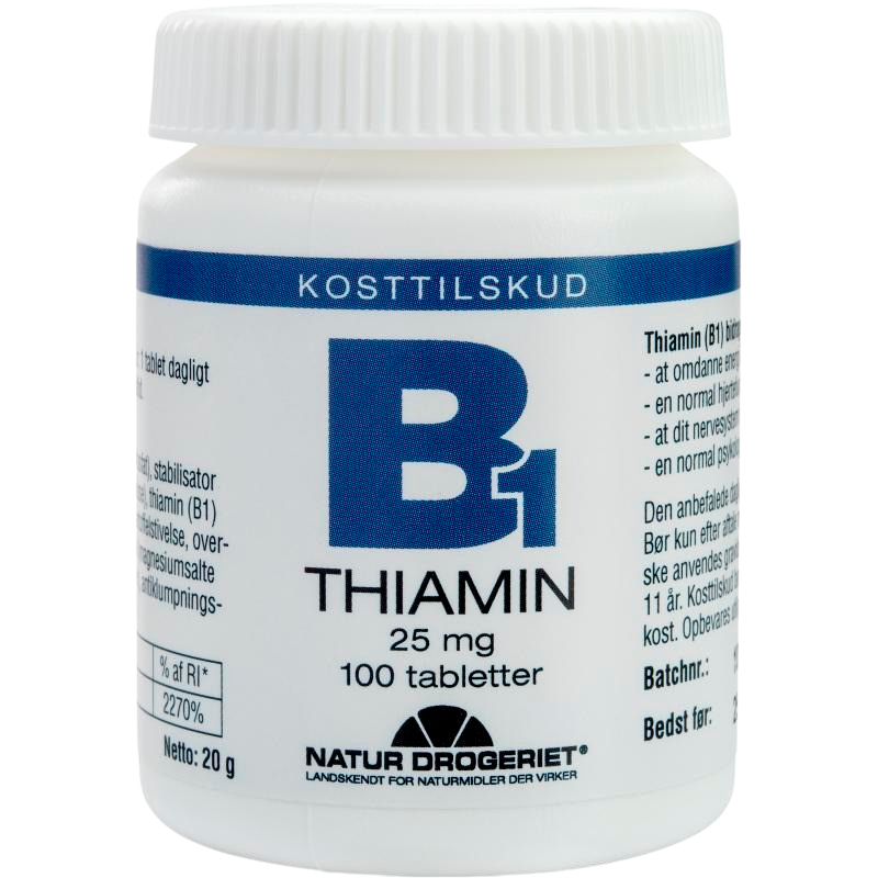 Se Natur Drogeriet B1 Vitamin 25 Mg 100 tab hos Well.dk