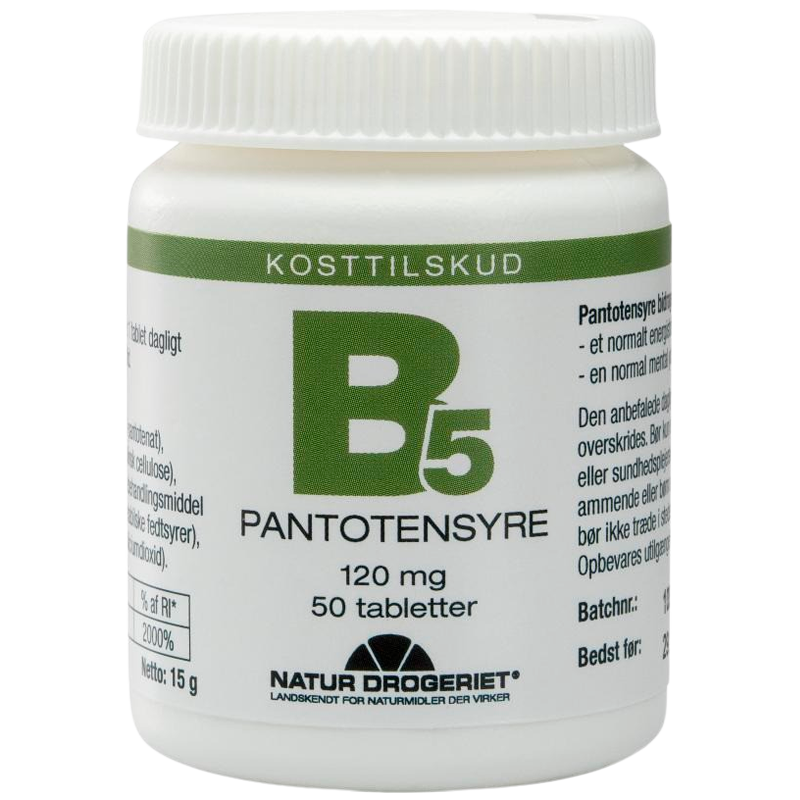 Se Natur Drogeriet B5 Pantotensyre 120 mg 50 tabletter hos Well.dk