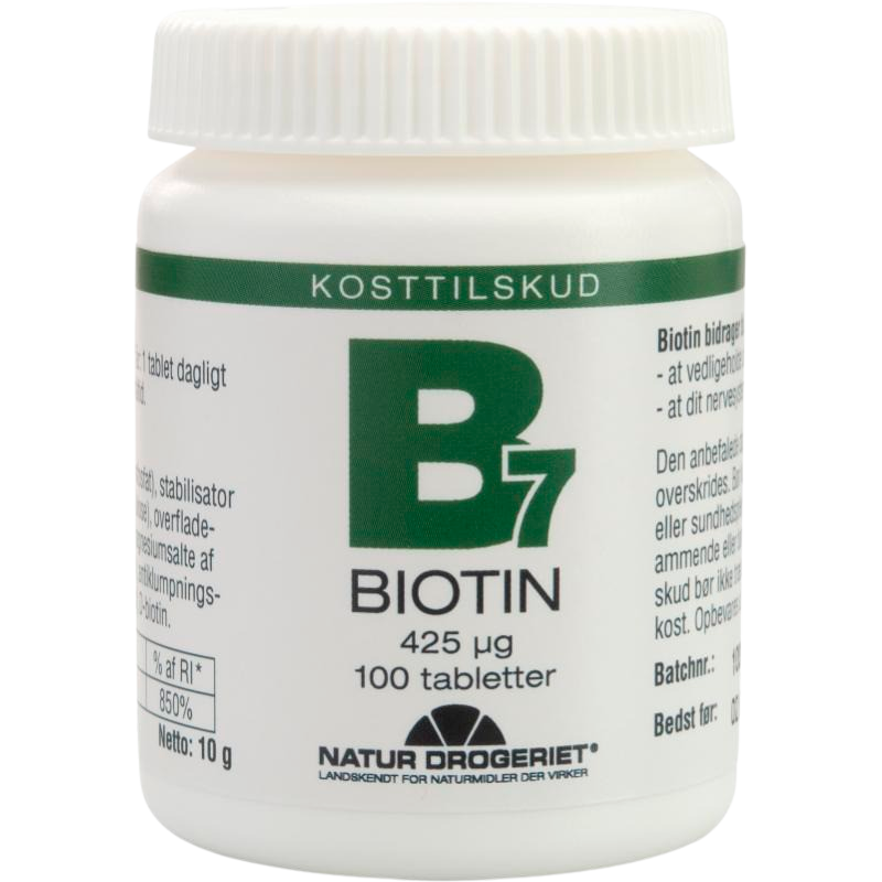 Billede af Natur Drogeriet Biotin 425 ug (100 tabletter) hos Well.dk