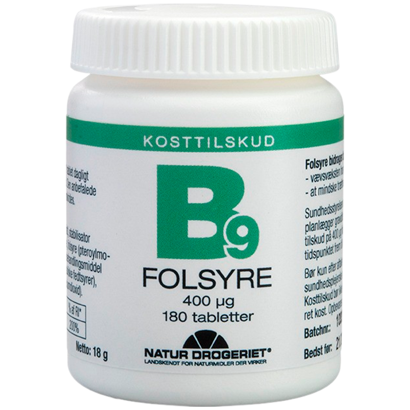 Billede af Natur Drogeriet Folsyre B9 (180 tabletter) hos Well.dk