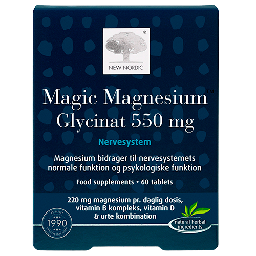 Se New Nordic Magic Magnesium Glycinat 550 mg (60 tabl) hos Well.dk