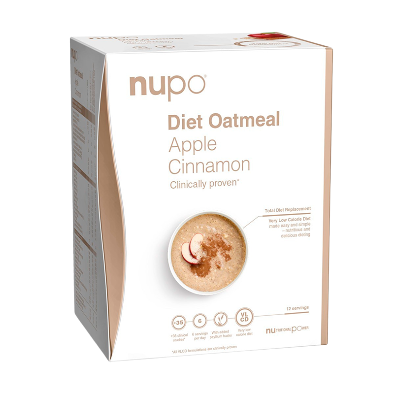 Se Nupo Diet Oatmeal Apple Cinnamon (12x32 g) hos Well.dk