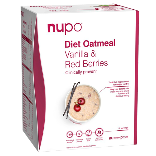 Se Nupo Diet Oatmeal Vanilla Red Berries, 384g. hos Well.dk