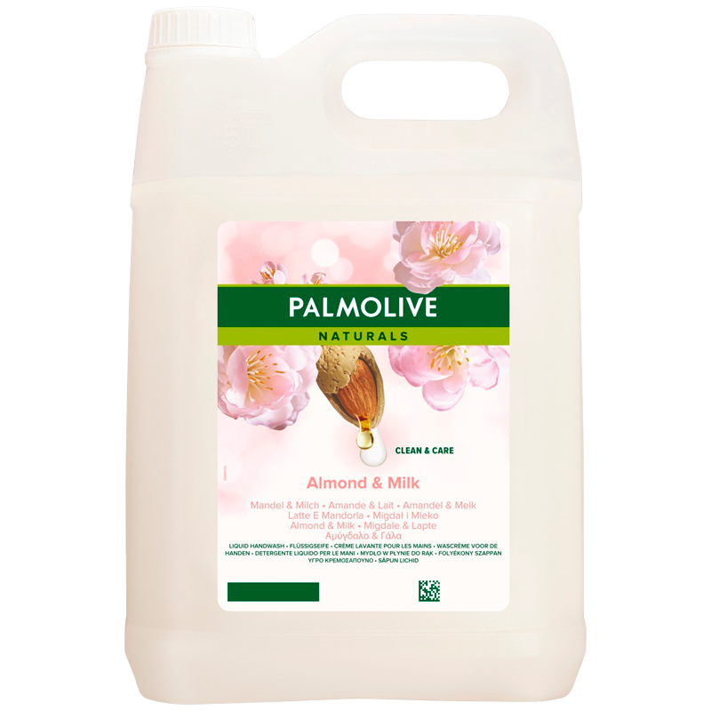 Se Palmolive Flydende Håndsæbe Milk & Almond Refill (5000 ml) hos Well.dk