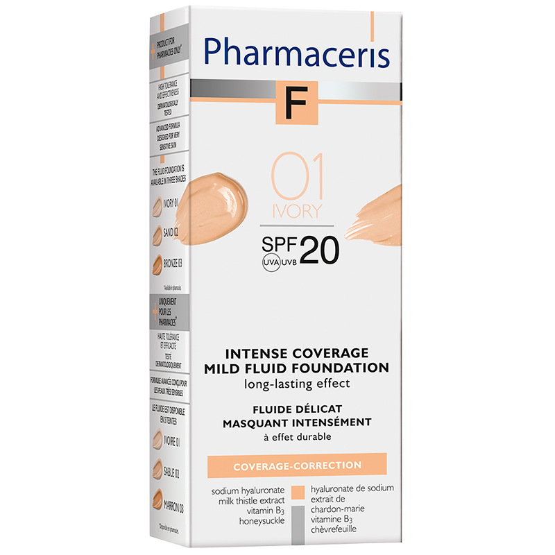 Se Pharmaceris F - Intensivt Dækkende Foundation SPF 20 Ivory 01 (30 ml) hos Well.dk