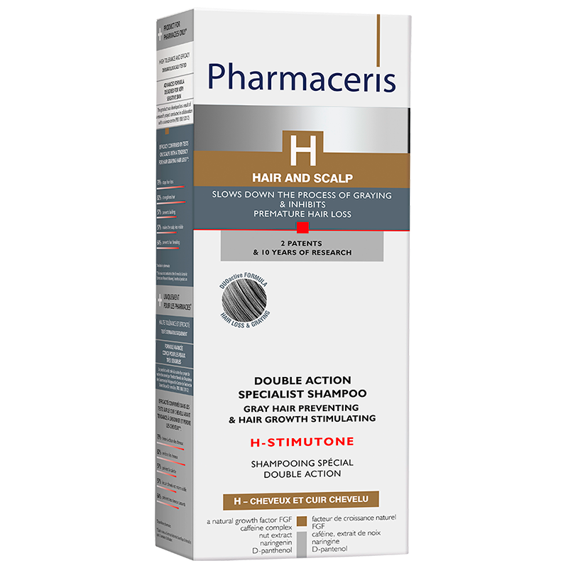 Se Pharmaceris H Stimutone PROFESSIONAL SHAMPOO- double action product- GRAY HAIR PREVENTING & HAIR GROWTH STIMULATING, 125ml hos Well.dk